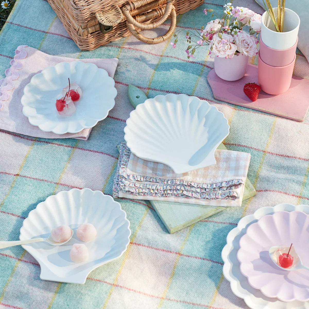 Bamboo Shell Plates, Natural, Set Of 6