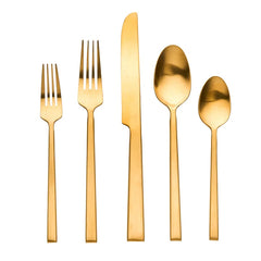 Hover Matte Gold 18/10 Stainless Steel 20 Piece Flatware Set