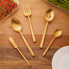 Hover Matte Gold 18/10 Stainless Steel 5 Piece Hostess Set