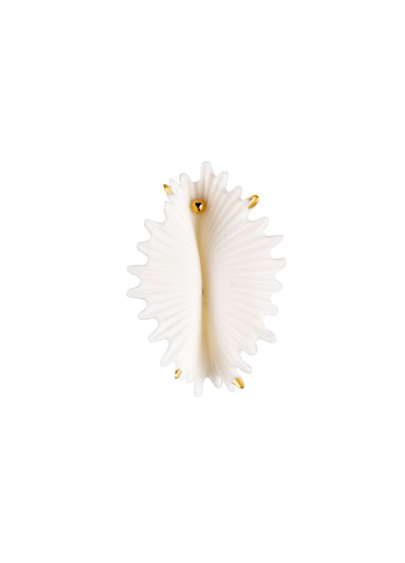 Actinia Big Earring. White And Golden Luster