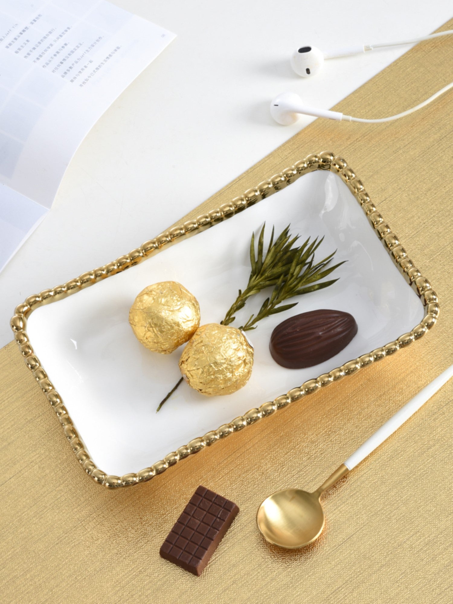 Golden Salerno Rectangular Dish