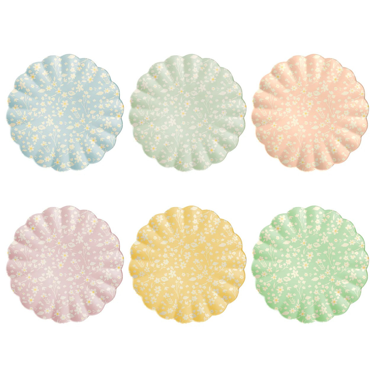 Floral Bamboo Small Plates, Assorted Set Of 6