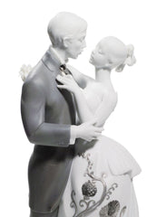 Lovers' Waltz Couple Figurine, Silver Luster
