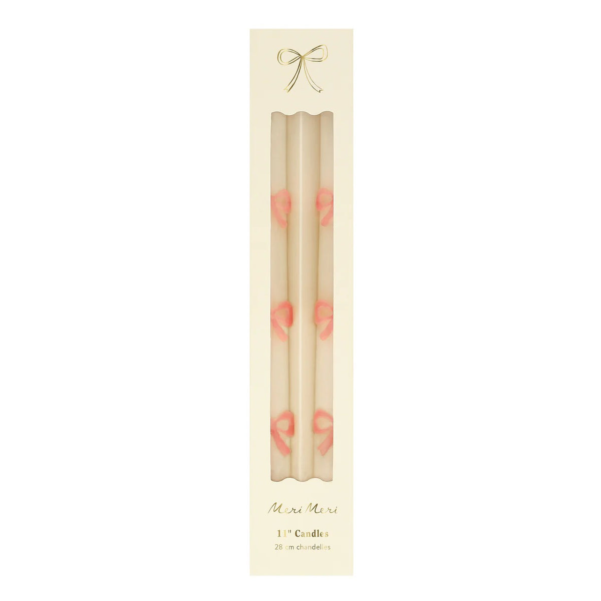Pink Bow Taper Candles, 2 pc Set