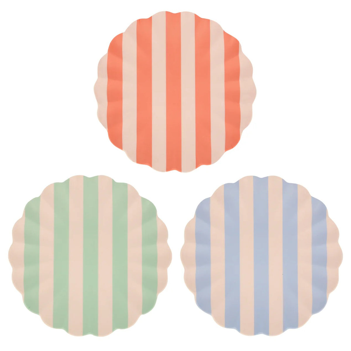 Stripey Bamboo Small Plates, Assorted Set Of 6