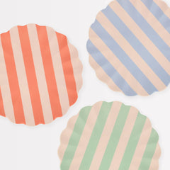 Stripey Bamboo Small Plates, Assorted Set Of 6