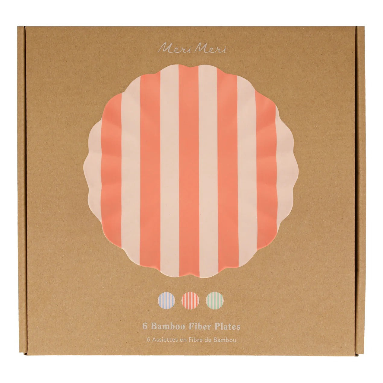 Stripey Bamboo Small Plates, Assorted Set Of 6