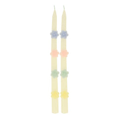 Pastel Flowers Taper Candles, 2 pc Set