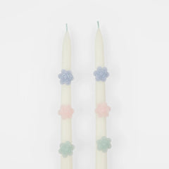 Pastel Flowers Taper Candles, 2 pc Set