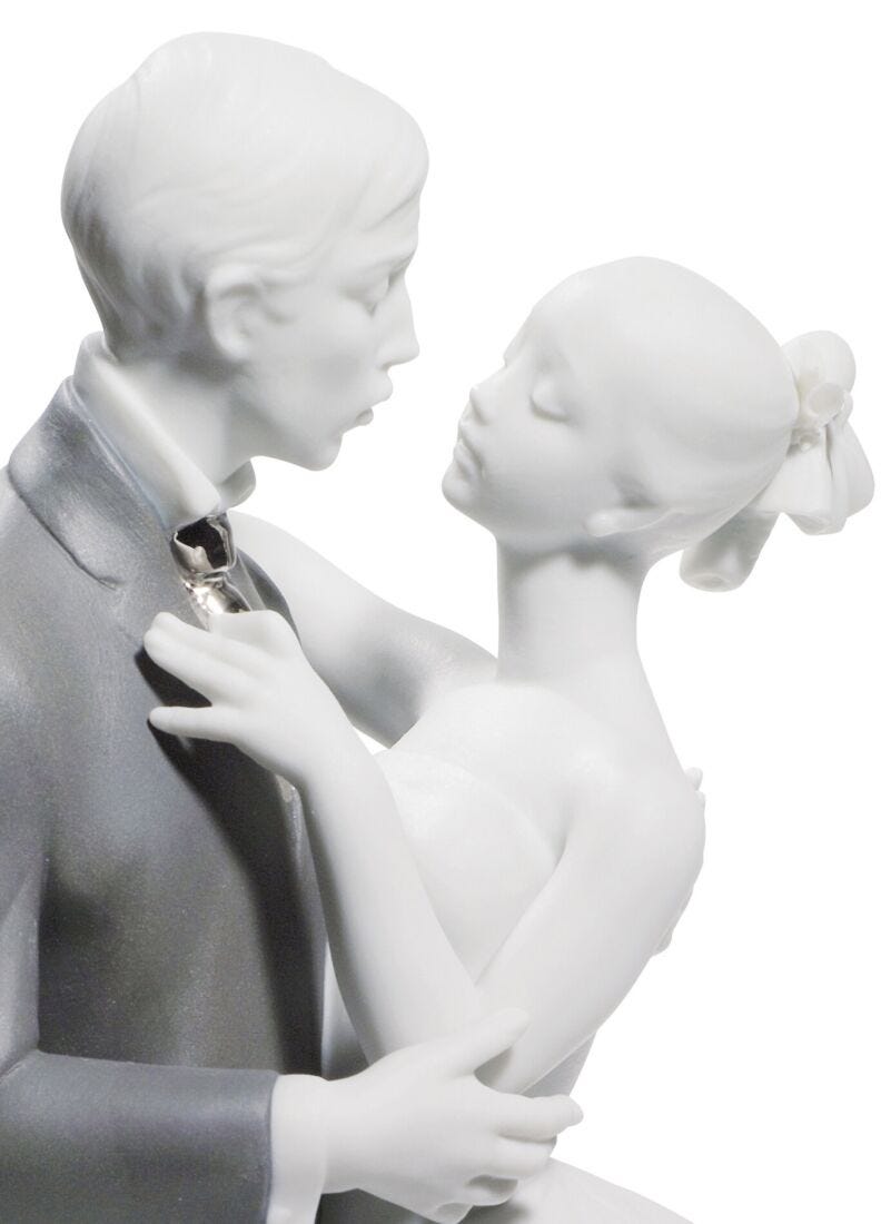 Lovers' Waltz Couple Figurine, Silver Luster