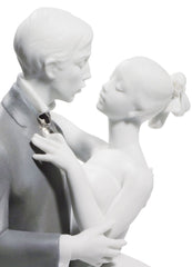 Lovers' Waltz Couple Figurine, Silver Luster
