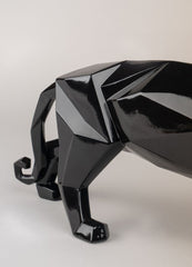 Panther Figurine, Glazed Black