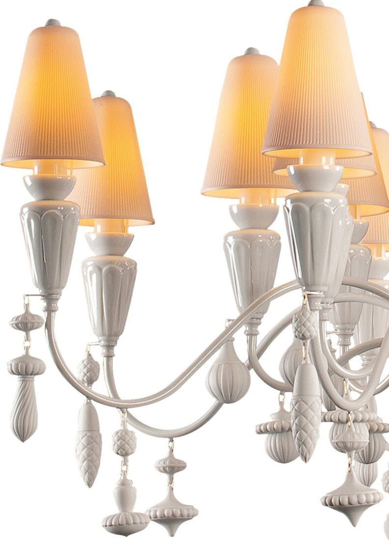 Ivy And Seed 16 Lights Chandelier, Medium Flat Model, White (US)