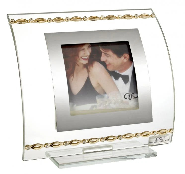Italian Picture Frame W. Gold Links Adorned W/ Swarovski Crystal Elements
