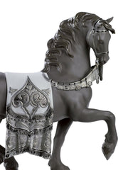 A Regal Steed Horse Sculpture. Silver Lustre