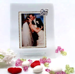 Italian 25th Anniversary Picture Frame With Swarovski Crystals