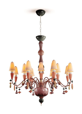 Ivy And Seed 16 Lights Chandelier. Medium Flat Model. Red Coral (Us)