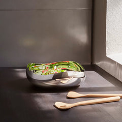Alfredo Salad Servers Oak Wood, Stainless Steel