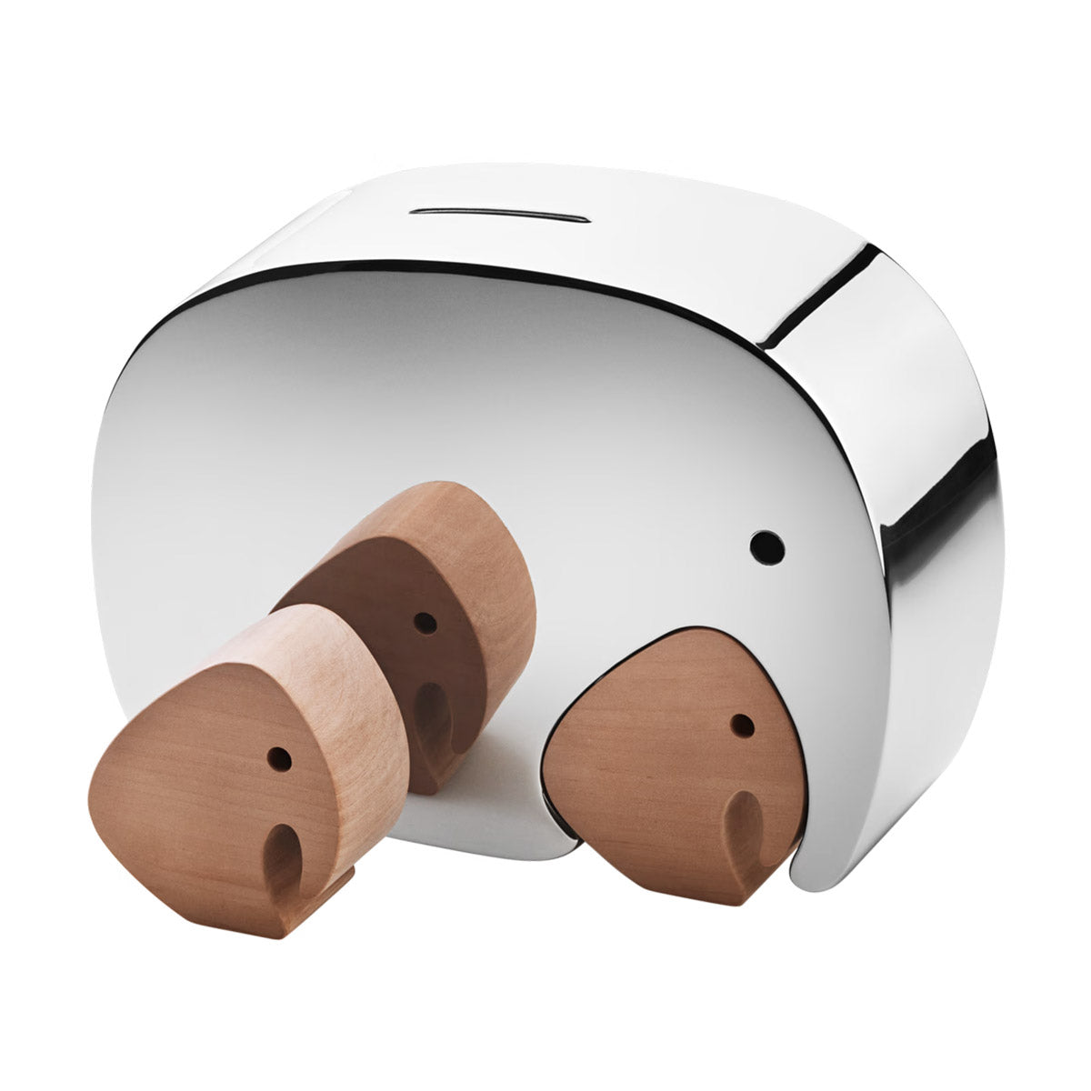 Moneyphant With Twins Stainless Steel, Oak Wood