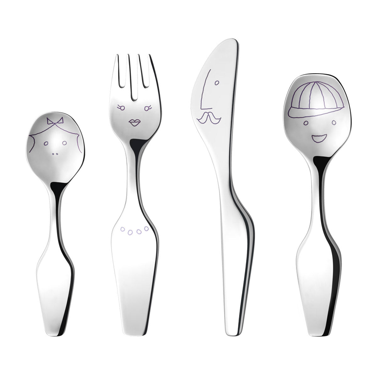 Alfredo Twist Family Cutlery Stainless Steel Mirror 4 Pcs