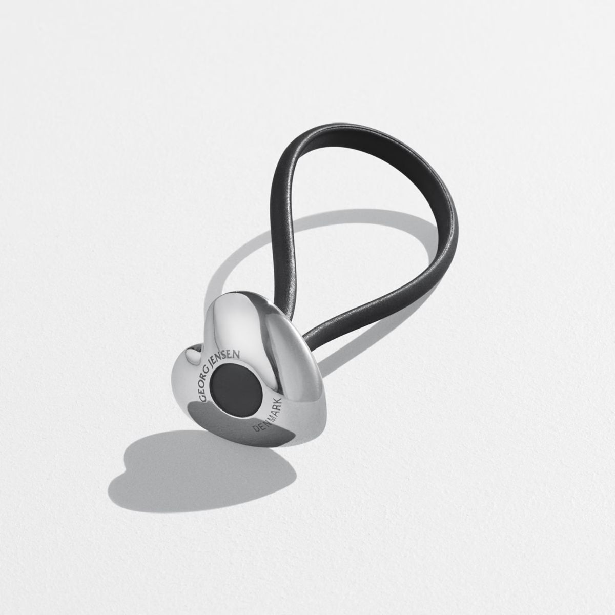 Heart Key Ring Stainless Steel Black Polyurrphan