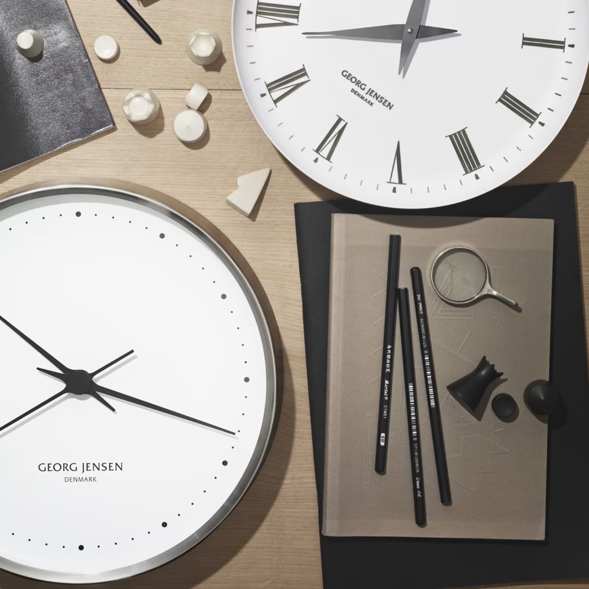 Henning Koppel Wall Clock Steel&White, Abs 30 cm