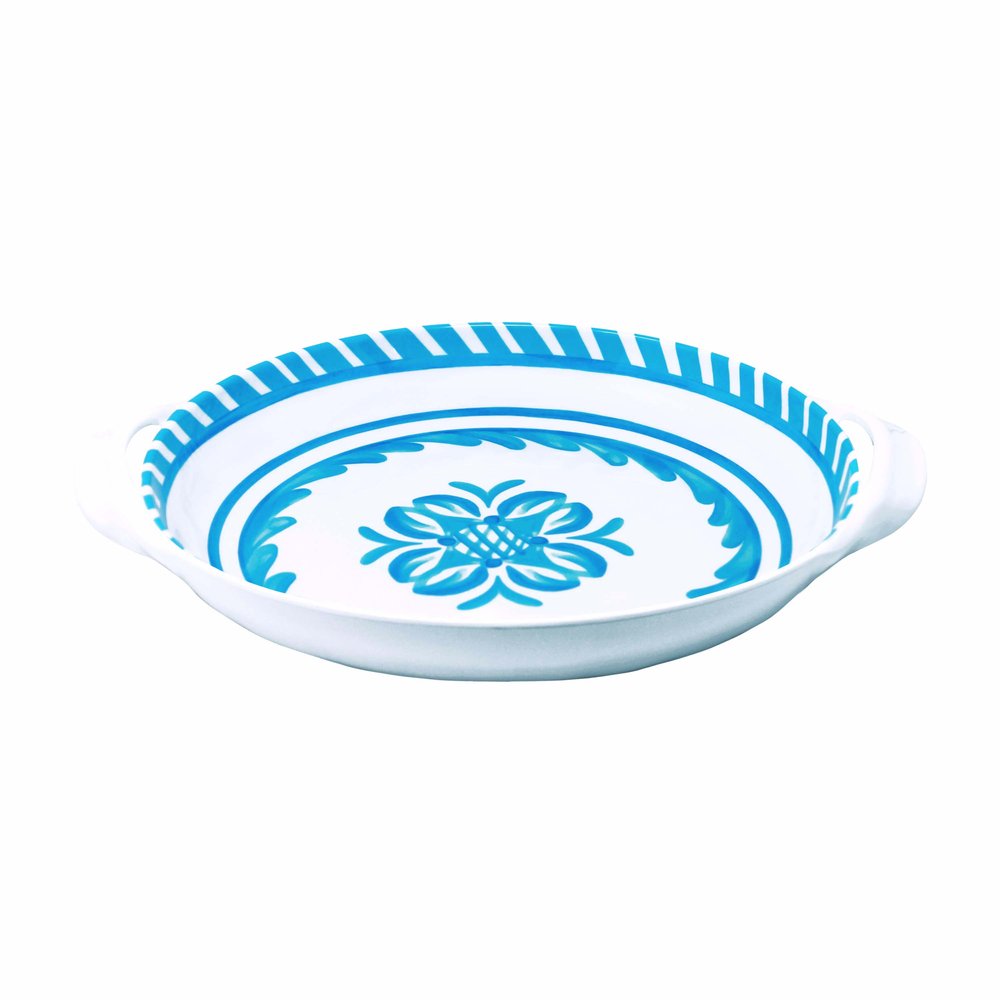 Sicily Teal Small Shallow Handled Bowl