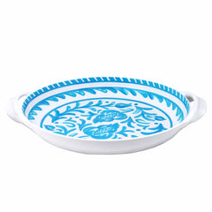 Sicily Teal Large Shallow Handled Bowl