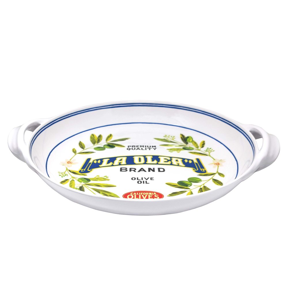 Vintage Olive Large Shallow Handled Bowl