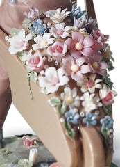 Wheelbarrow With Flowers Boy Figurine
