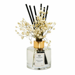 Clear Bottle Diffuser with White and Pink Flowers, "Lily of the Valley"