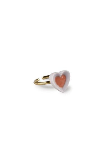 Hearts Metal Ring. Violet & Red