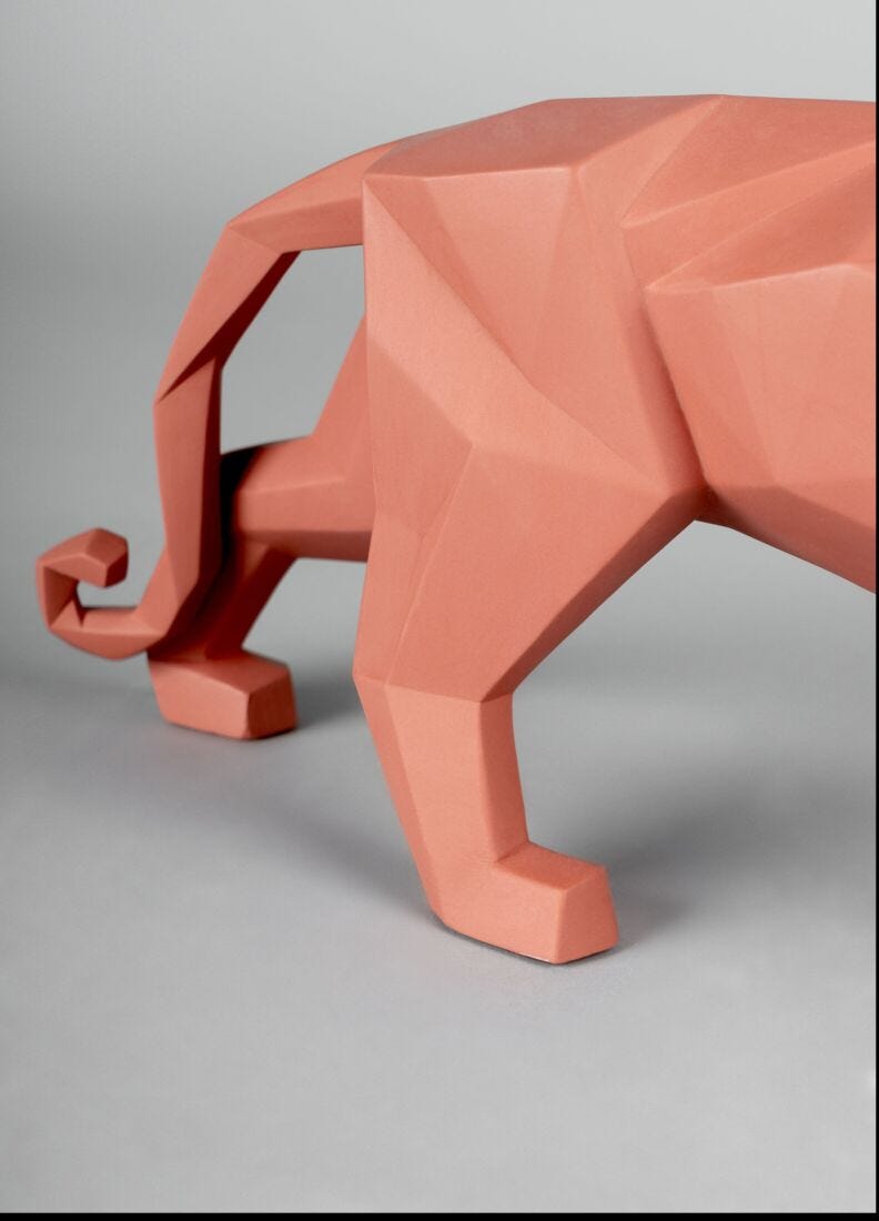 Panther Figurine, Coral Matte