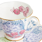 Butterfly Bloom Blue Peony & Butterfly Posy Teacup & Saucer, Set Of 2