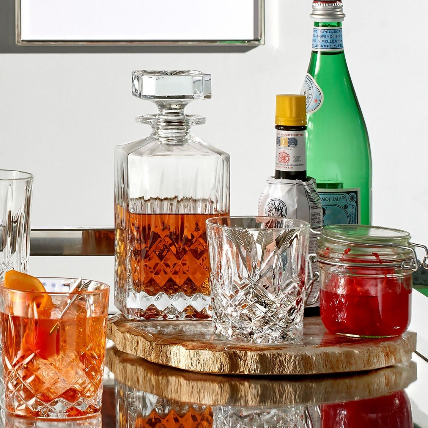Double Old Fashioned, 11oz, Set of 2 & Square Decanter