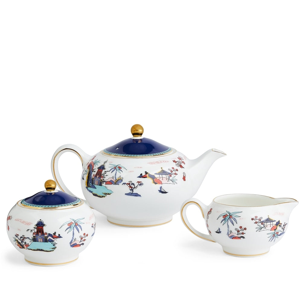 Wonderlust Blue Pagoda 3-Piece Tea Set