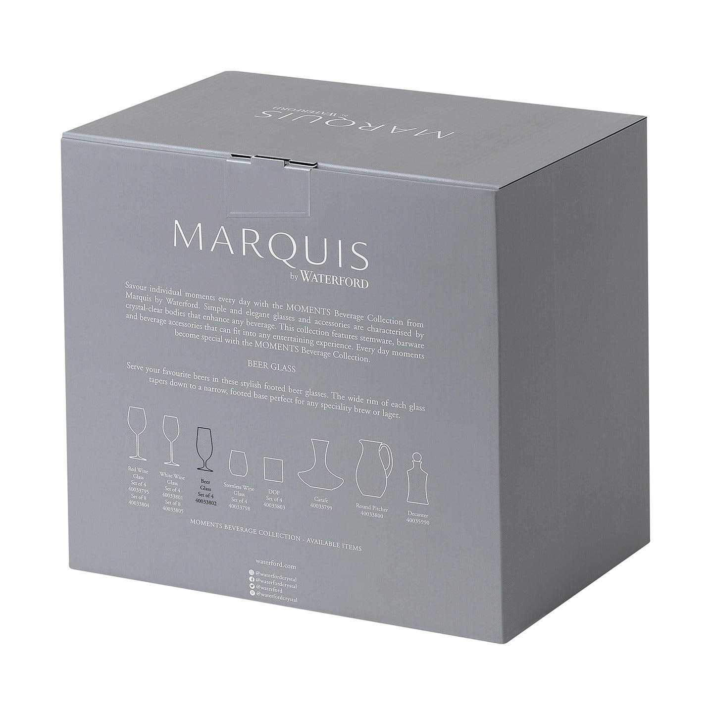Marquis Moments Beer Glass, 15.5oz, Set of 4