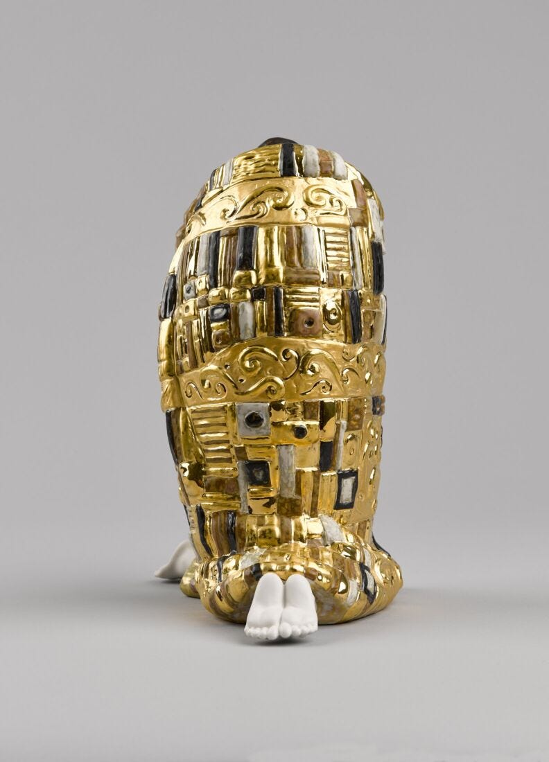 The Kiss Couple Sculpture, Golden Luster