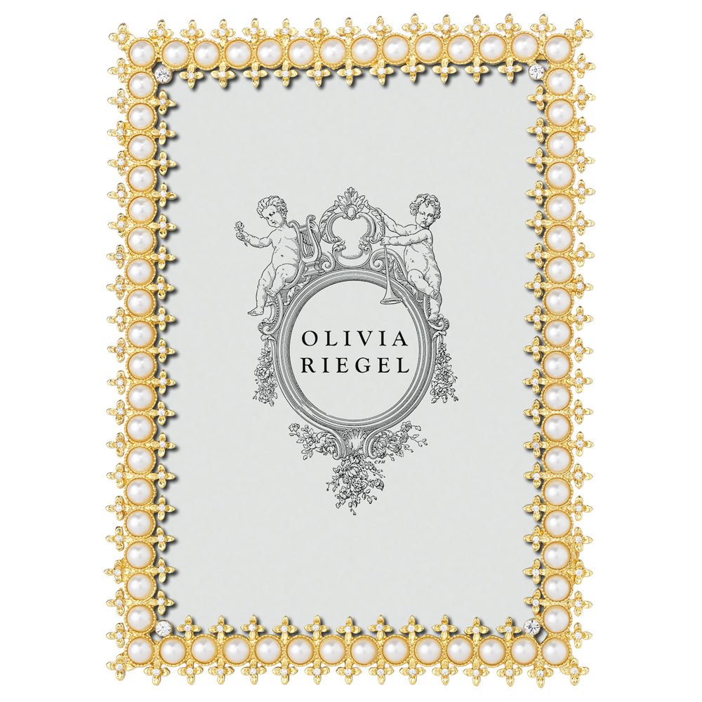 Crystal & Pearl Frame 5" x 7" - Gold