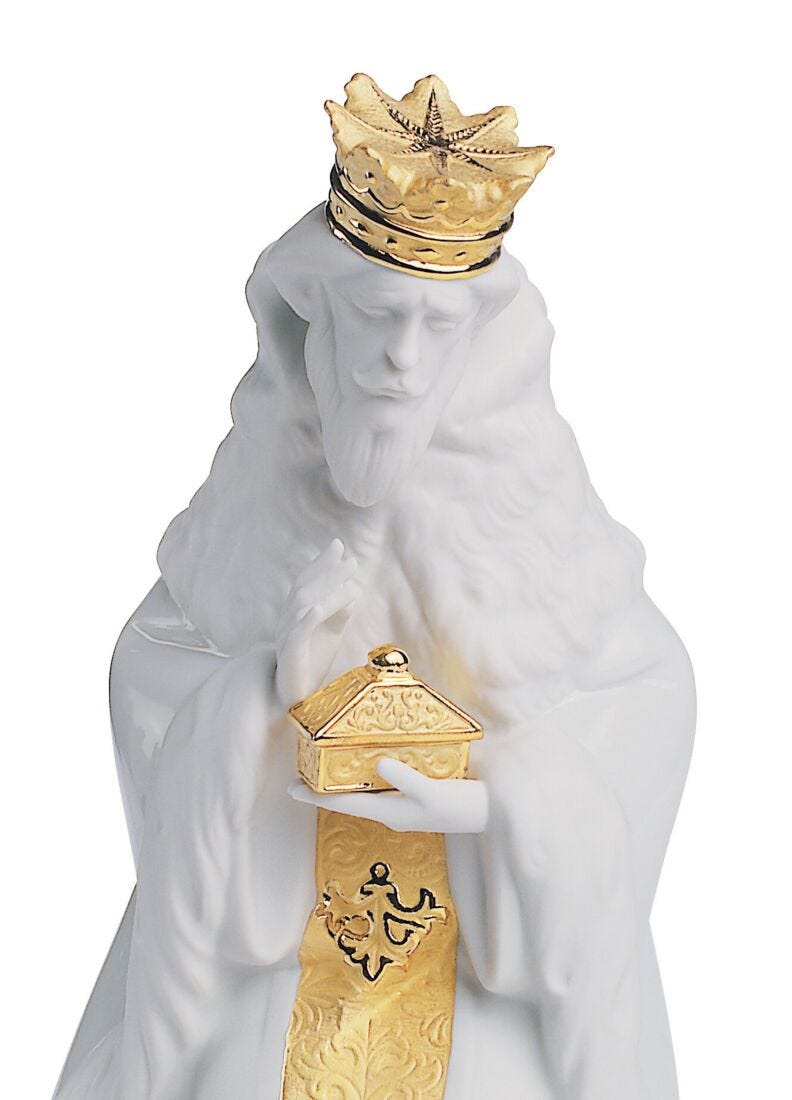 King Gaspar Nativity Figurine, Golden Luster