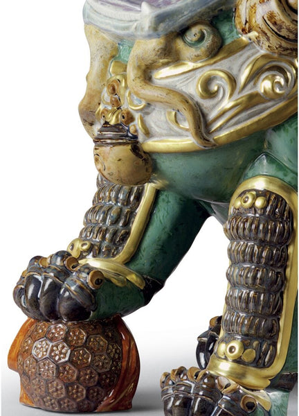 Oriental Lion Sculpture. Green. Limited Edition