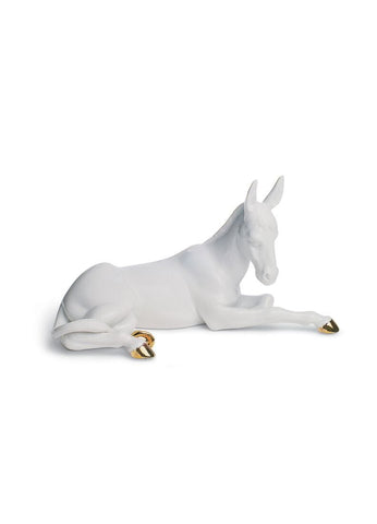 Donkey Nativity Figurine. Golden Lustre