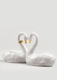 Endless Love Swans Figurine. Golden Luster