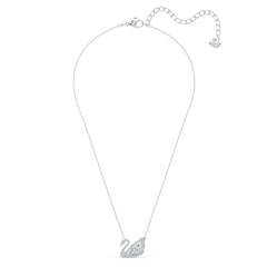 Swan necklace, Swan, White, Rhodium plated