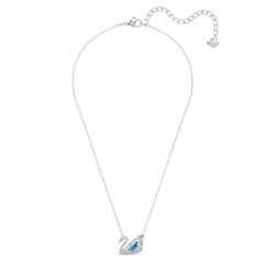 Swan necklace, Swan, Blue, Rhodium plated
