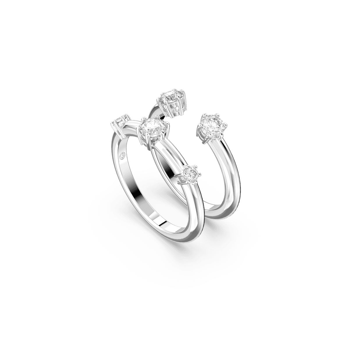 Constella ring, Set (2), Round cut, White, Rhodium plated