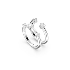 Constella ring, Set (2), Round cut, White, Rhodium plated