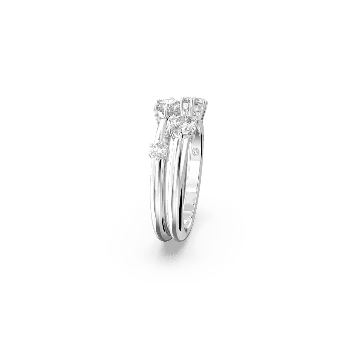 Constella ring, Set (2), Round cut, White, Rhodium plated
