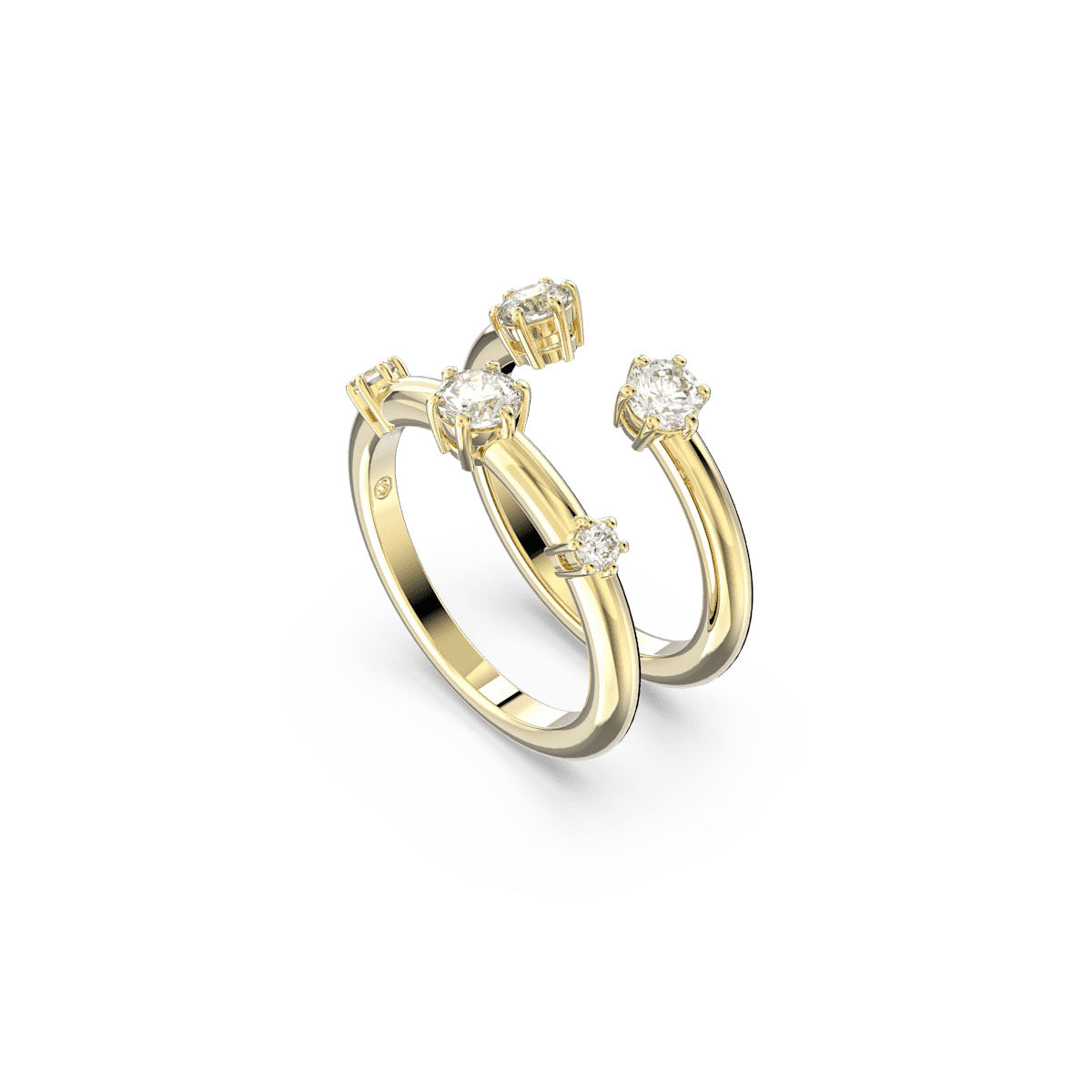Constella ring, Set (2), Round cut, White, Gold-tone plated