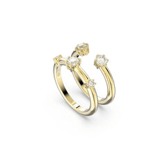 Constella ring, Set (2), Round cut, White, Gold-tone plated